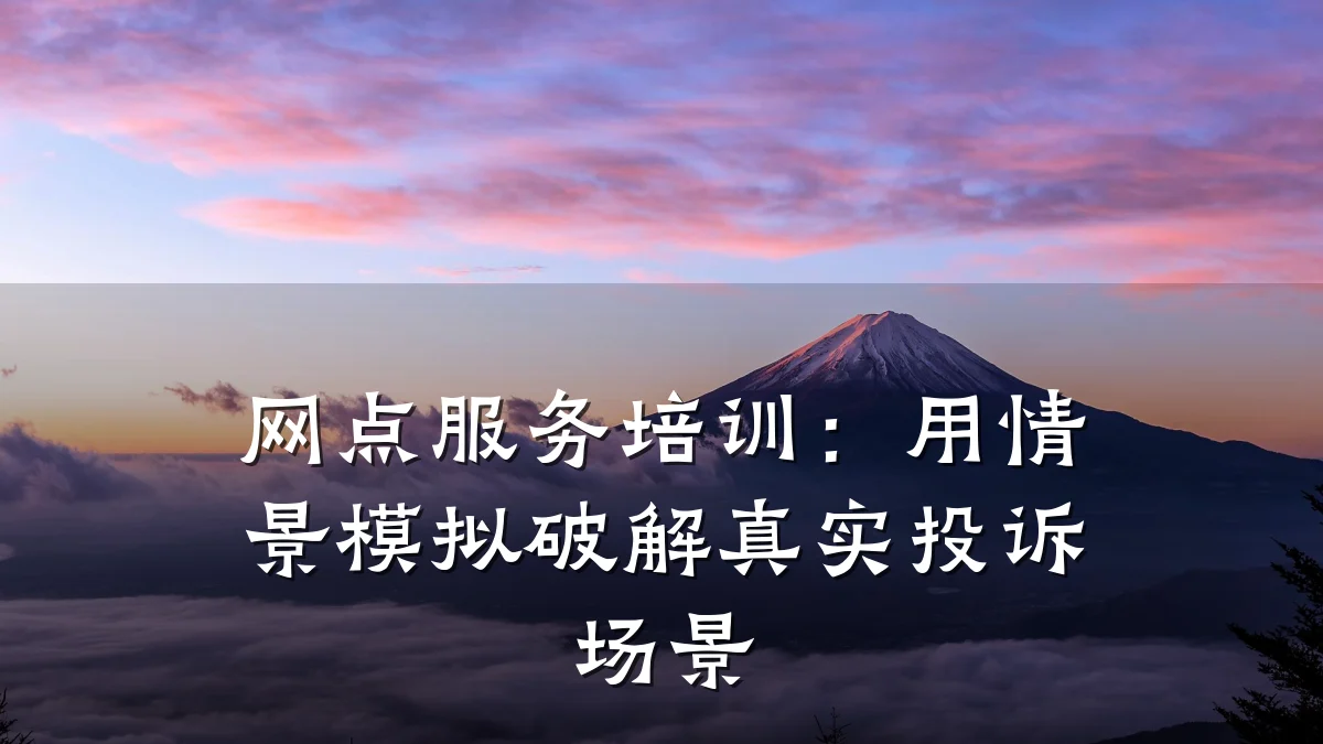 网点服务培训:用情景模拟破解真实投诉场景